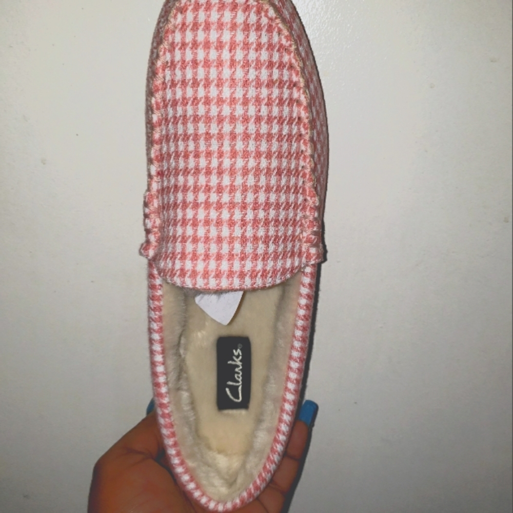 Size 9 Pink & White Clark's Moccasins